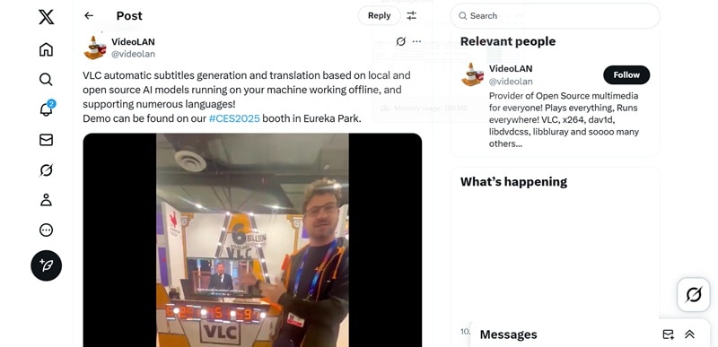 vlc announcing auto subtitle generator feature
