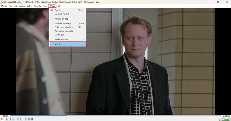 find the vlsub option in vlc