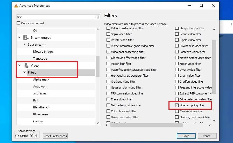 check the video cropping filter box 