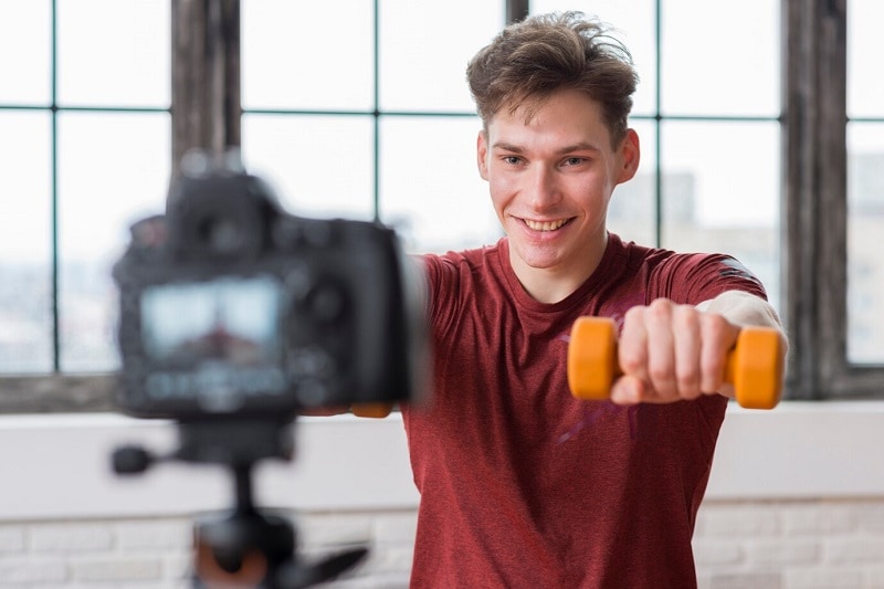 vlogger making challenging content