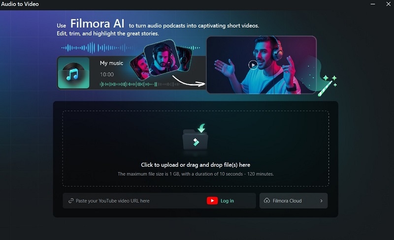 filmora ai audio to video