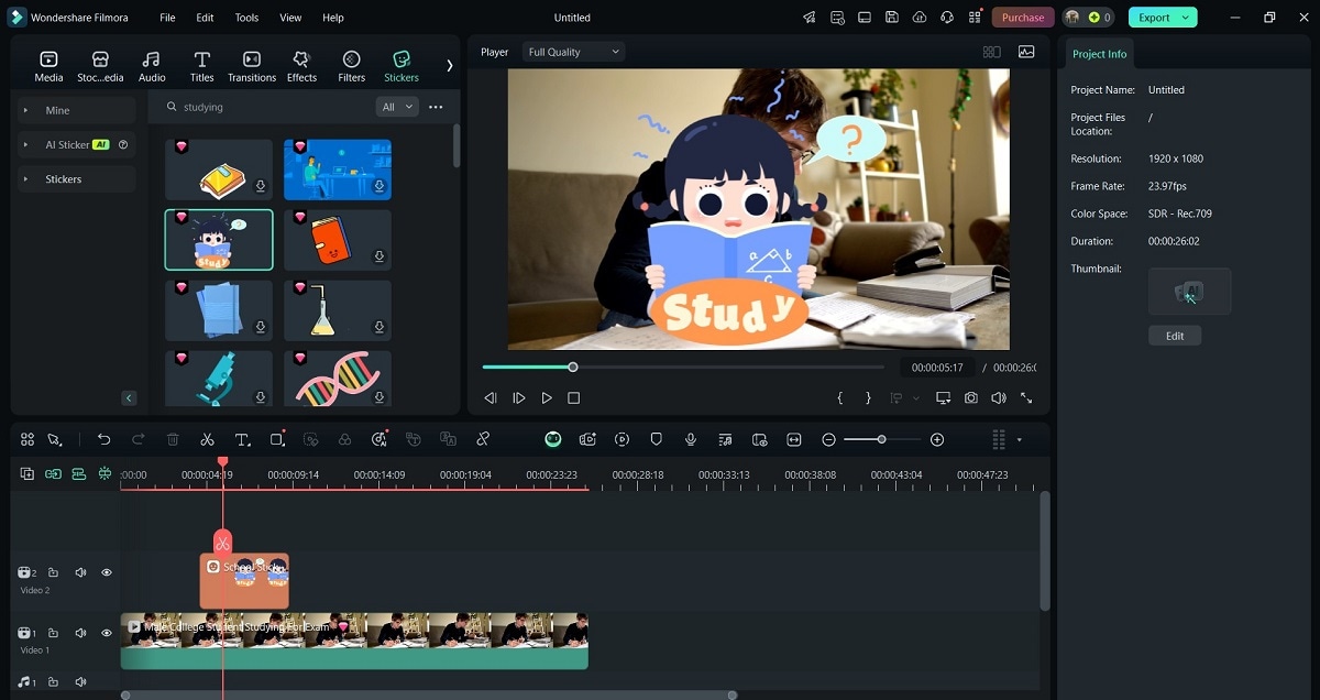 adding effects to study vlog