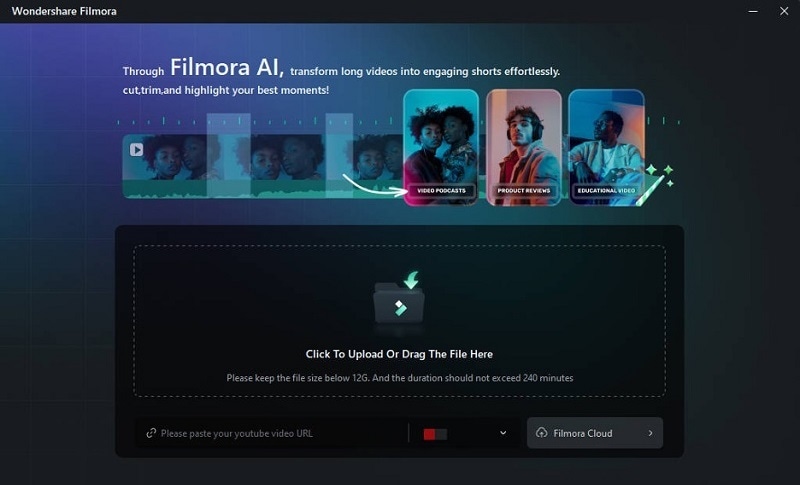 filmora short clip portal