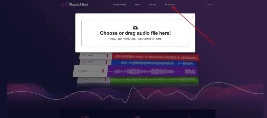 upload your audio file