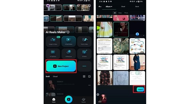 start project import media
