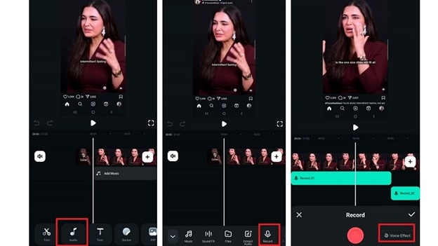 tap audio and start recording