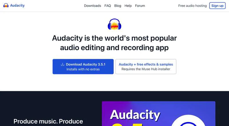 crie uma narração com audacity