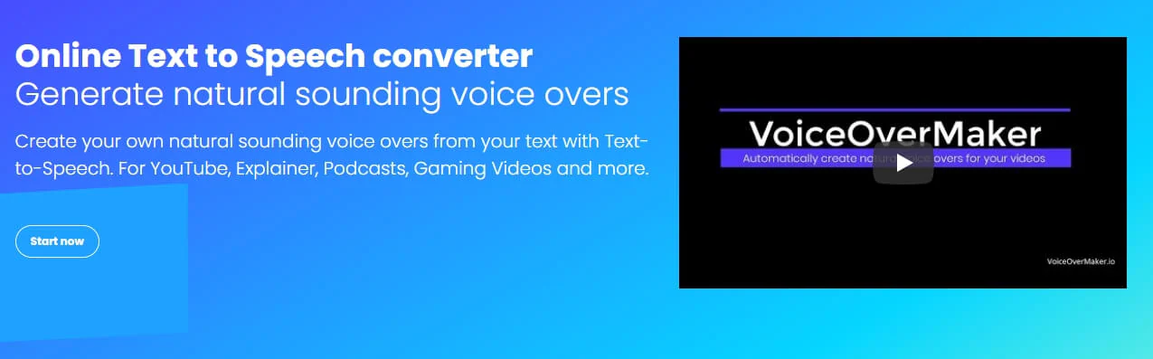 أداة توليد التعليق الصوتي عبر الإنترنت VoiceOverMaker.io  