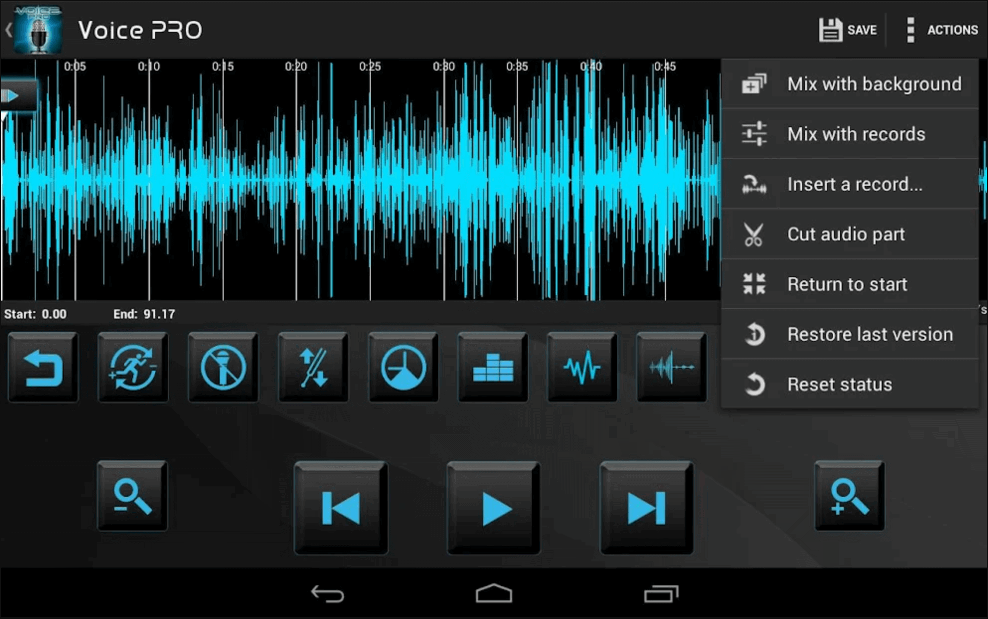 editor de audio para Android - Voice PRO