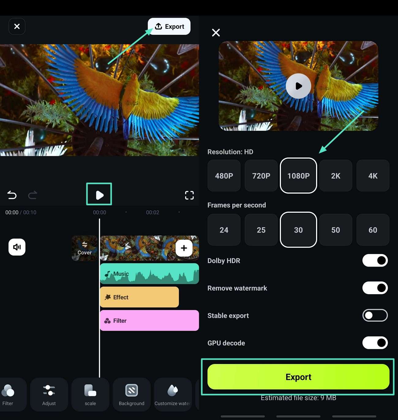 preview enhanced vr video export