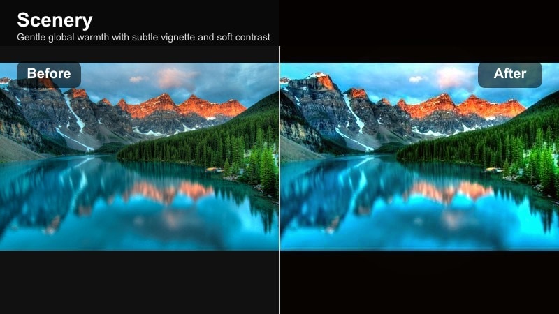 Travel couple at sunset with warm cohesive glow