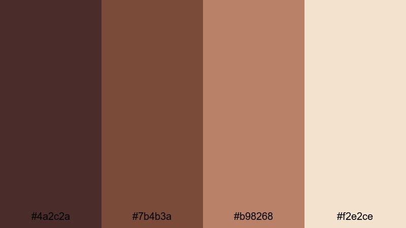 warm cafe mocha chocolate color palette with hex codes
