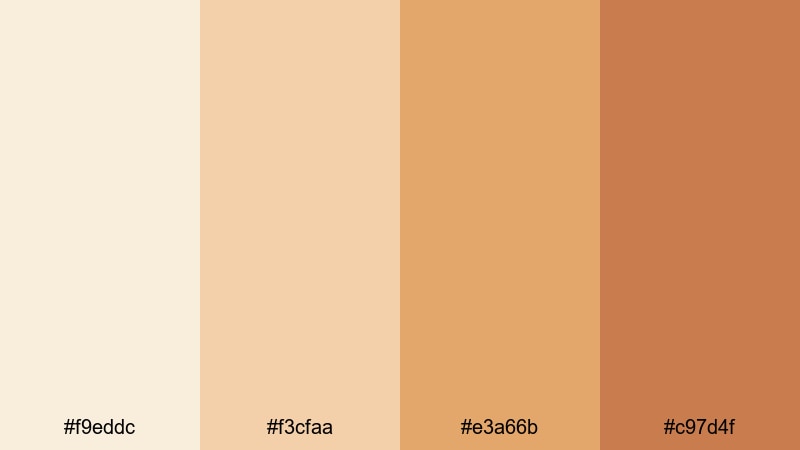 warm latte morning beige orange color palette with hex codes