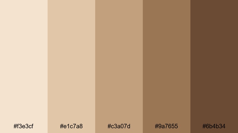 warm latte storytime beige tan color palette with hex codes