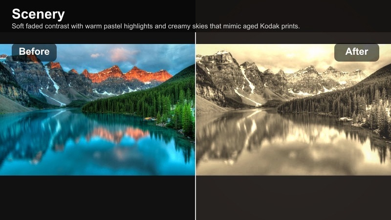 Warm pastel vintage landscape filter on coastal scenery at sunset