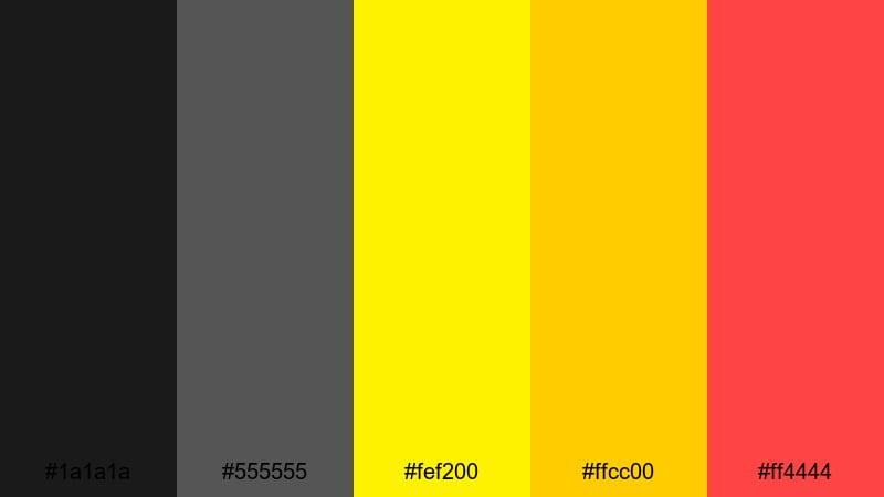 warning tape impact yellow gray color palette with hex codes
