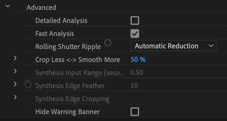 warp stabilizer advanced features 