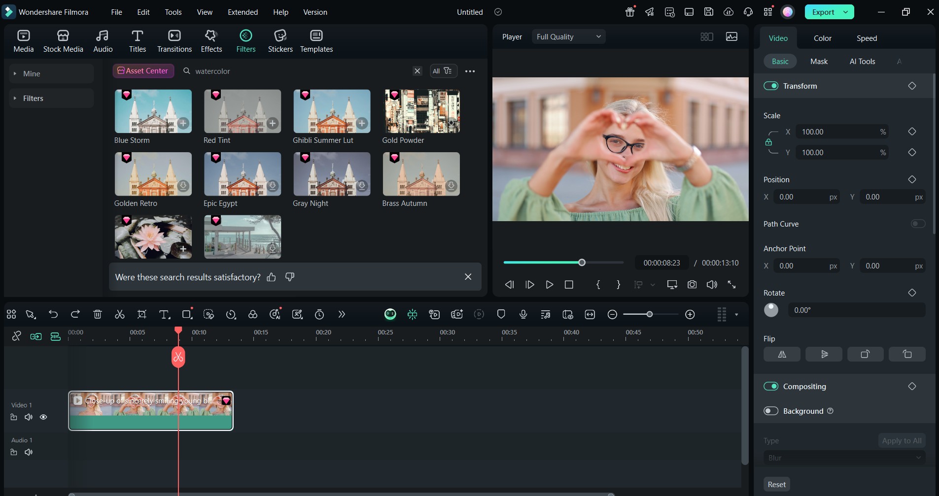 filmora filters menu