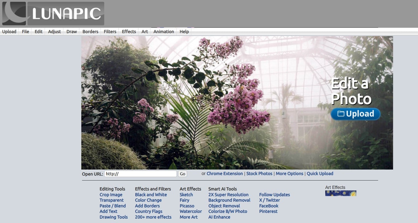lunapic website interface