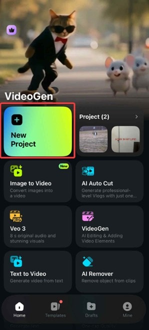 filmora mobile homepage