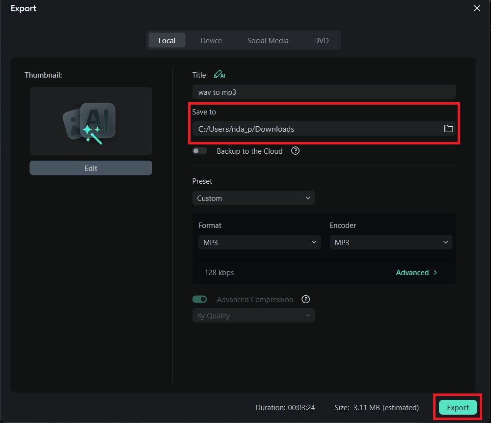 export your converted file