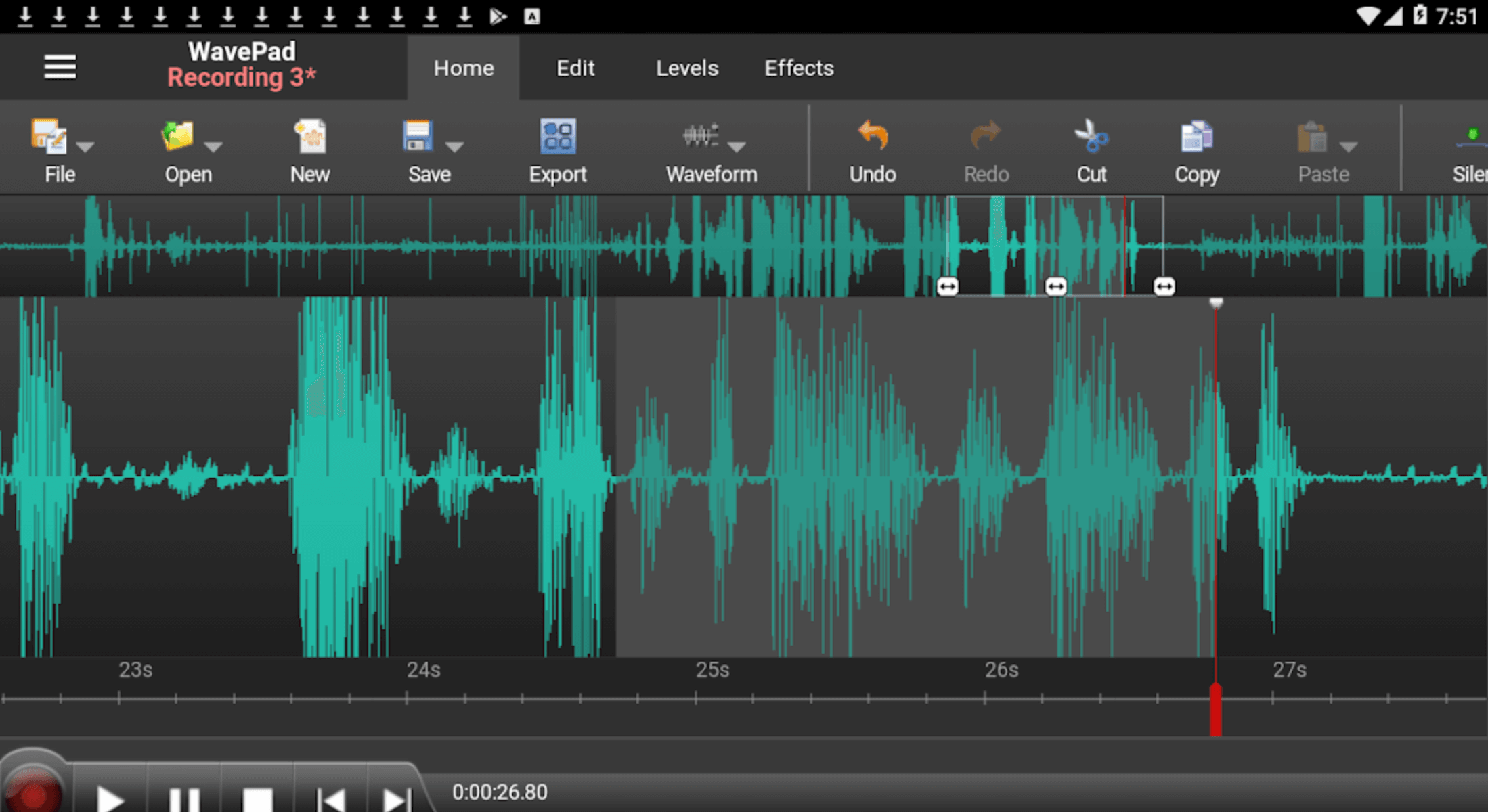 аудиоредактор для Android - WavePad