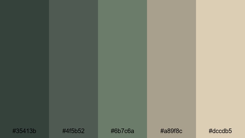 weathered moss cabin rustic color palette with hex codes