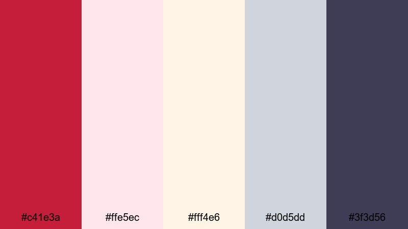 wedding aisle glow cardinal color palette with hex codes