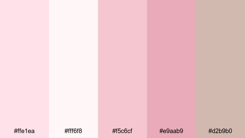 wedding day blush light pink color palette with hex codes