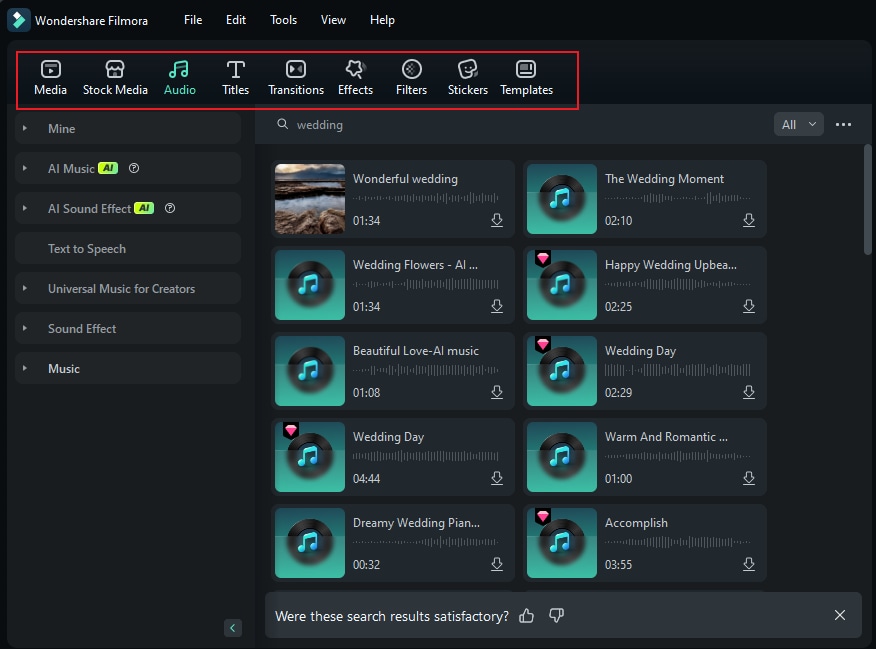 choose other sections for video editing