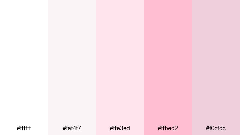 wedding veil glow white pink color palette with hex codes