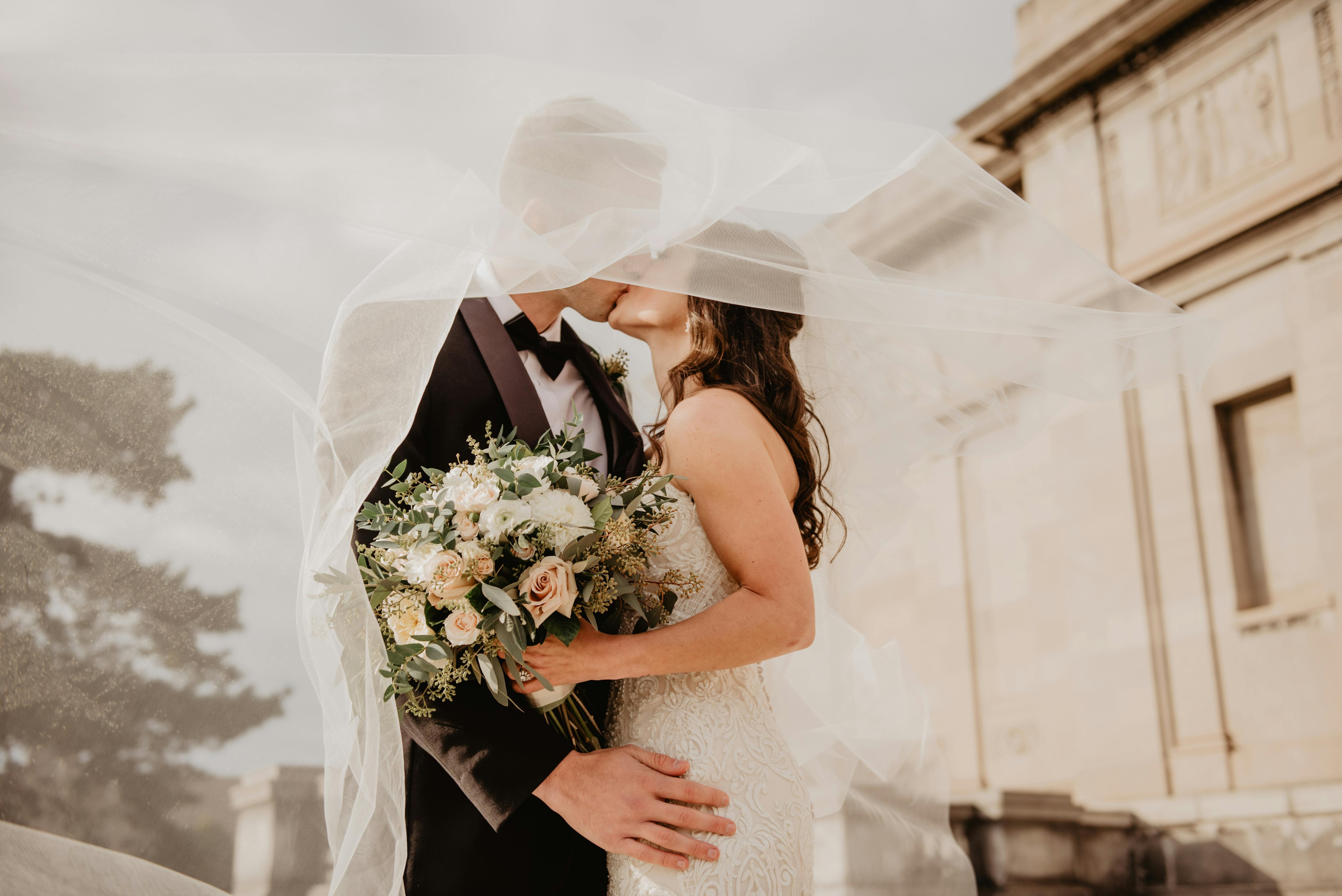 romantic bride and groom