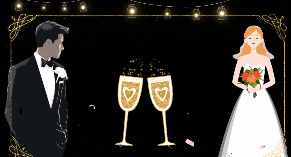 photo showcasing filmora wedding stickers library