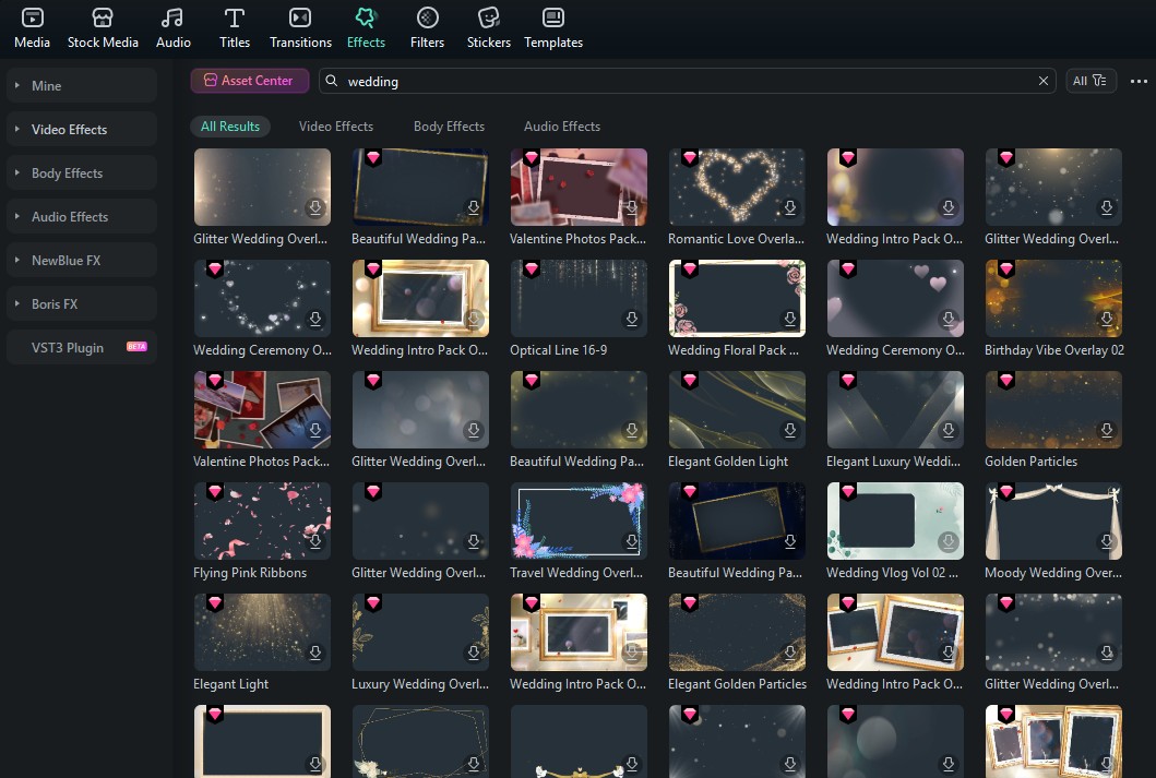 photo showcasing filmora wedding effects library
