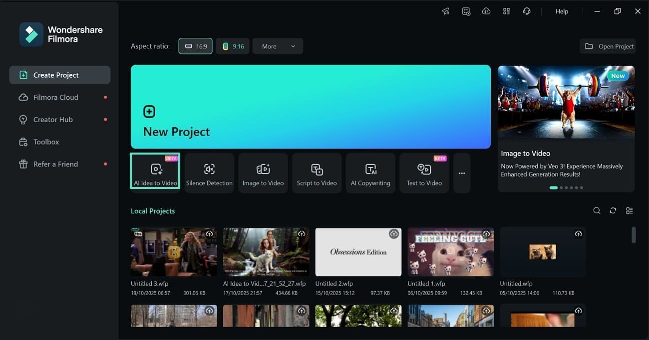 select ai idea to video filmora pc