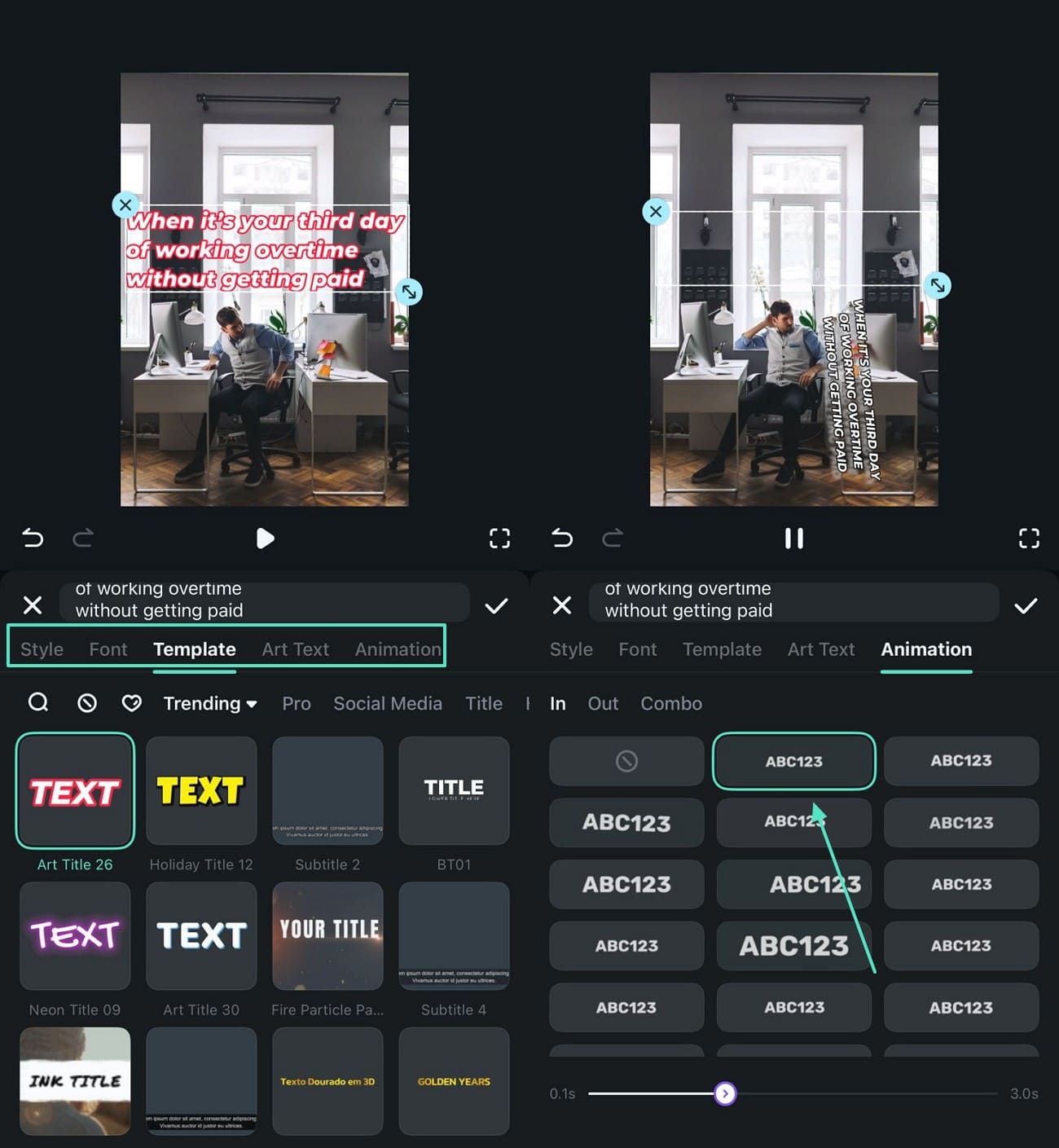 add and customize text fillmora app
