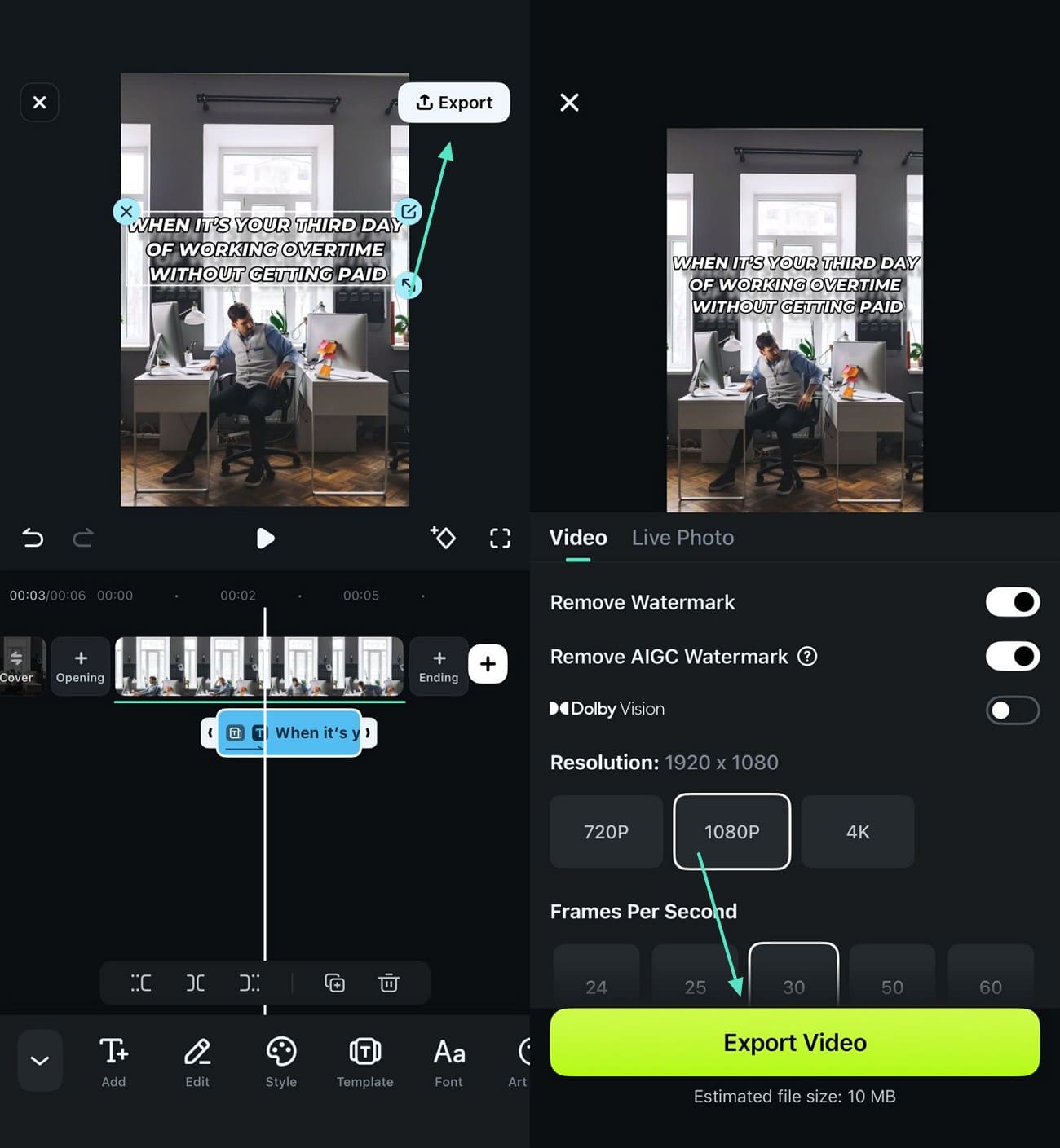 save image to video results app