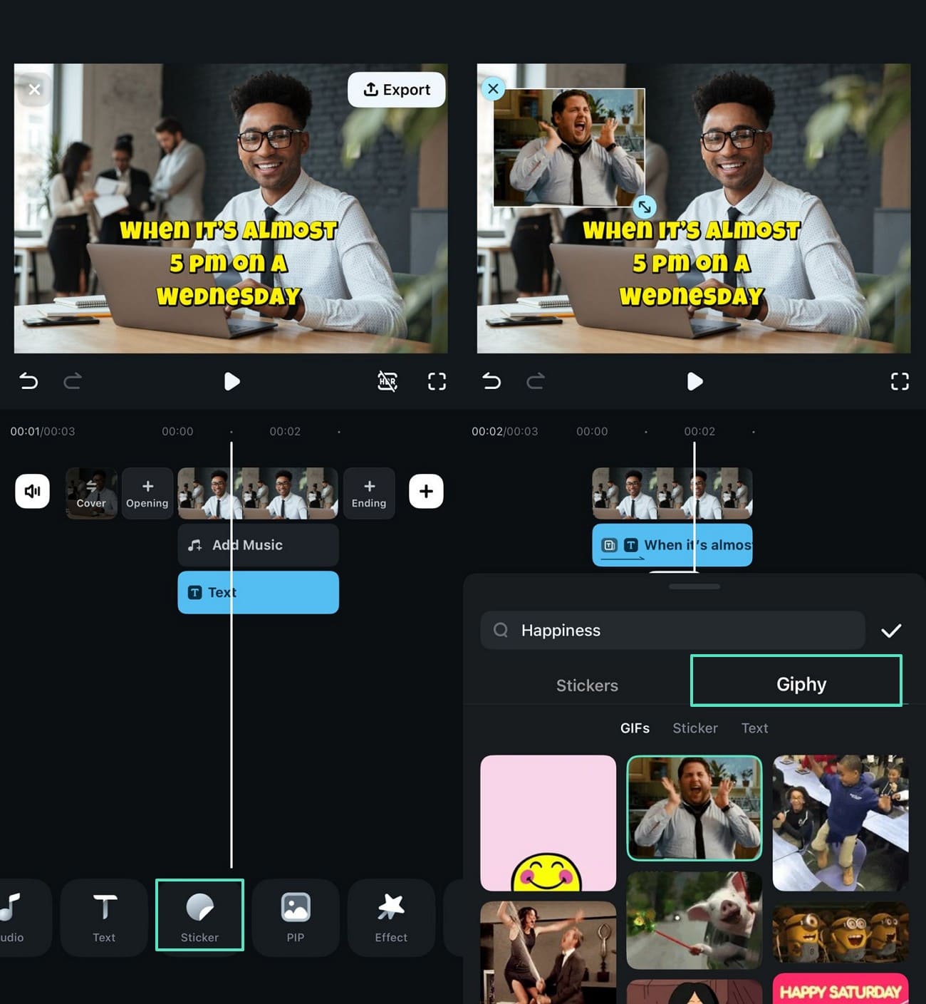 add and adjust a giphy