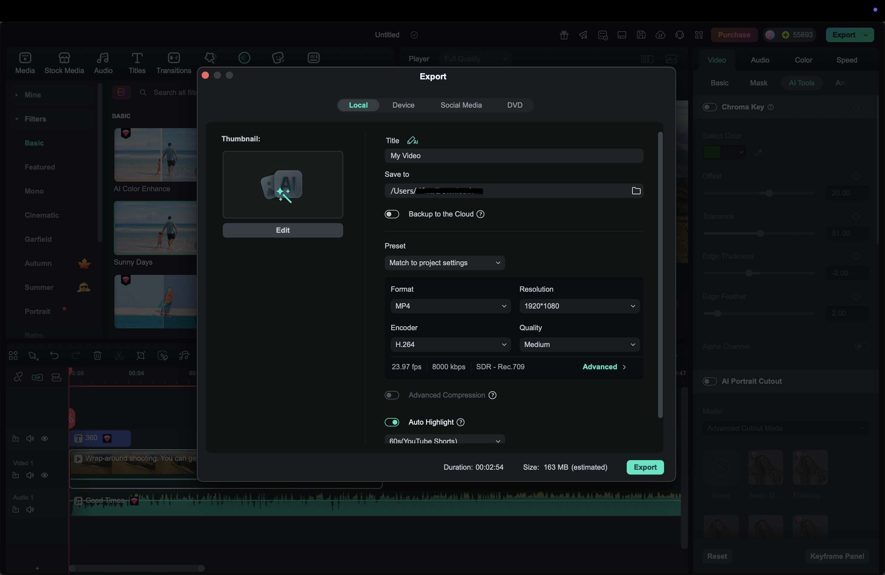export 360 video filmora