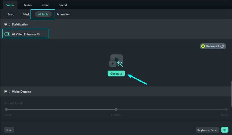 find the ai video enhancer feature