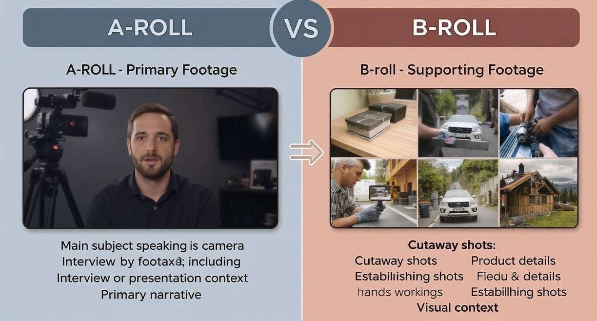 a-roll vs b-roll footage