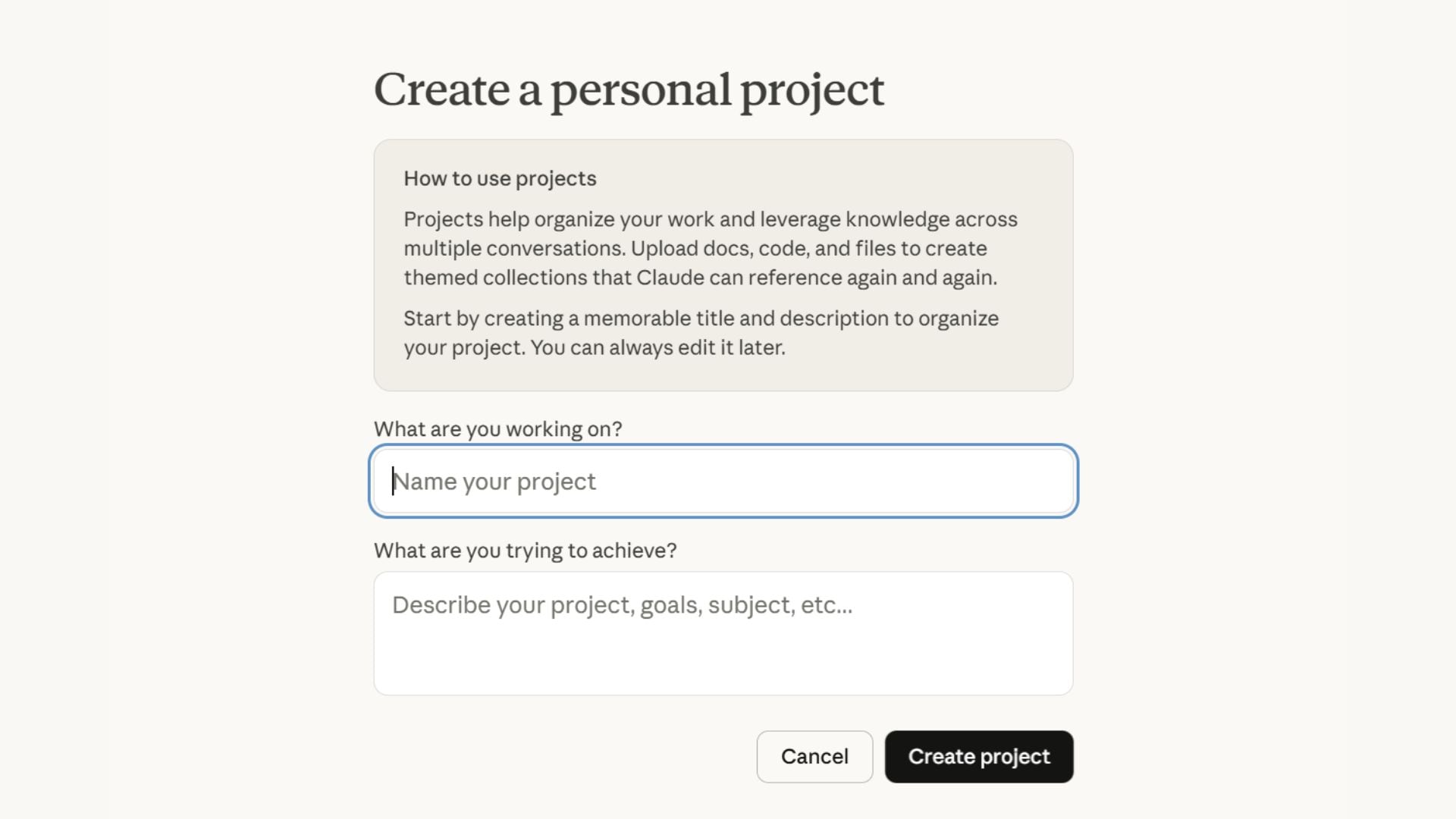 claude project feature