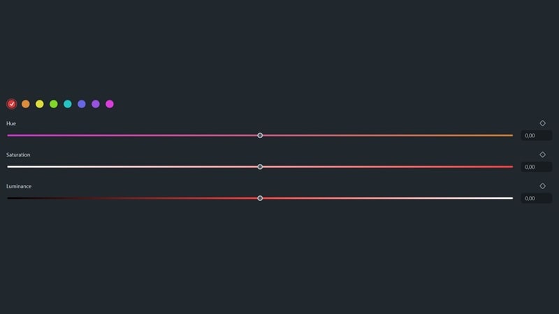 hue saturation slider for color grading