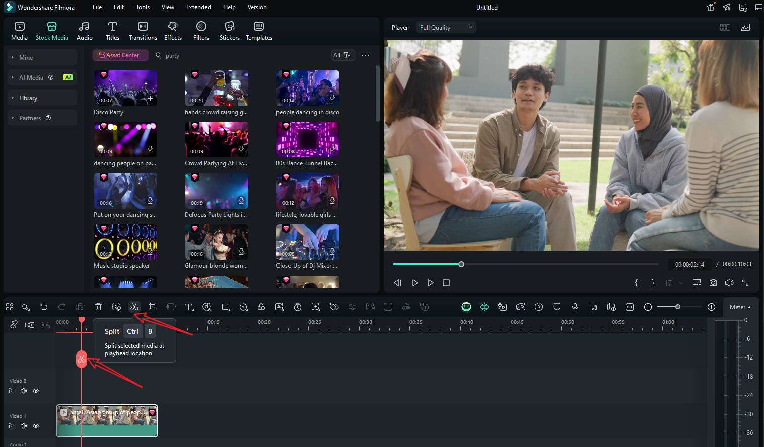 split video in filmora