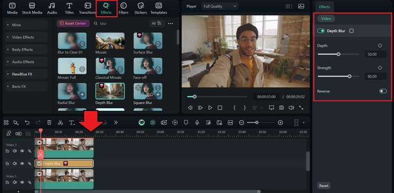 apply blur effect to video