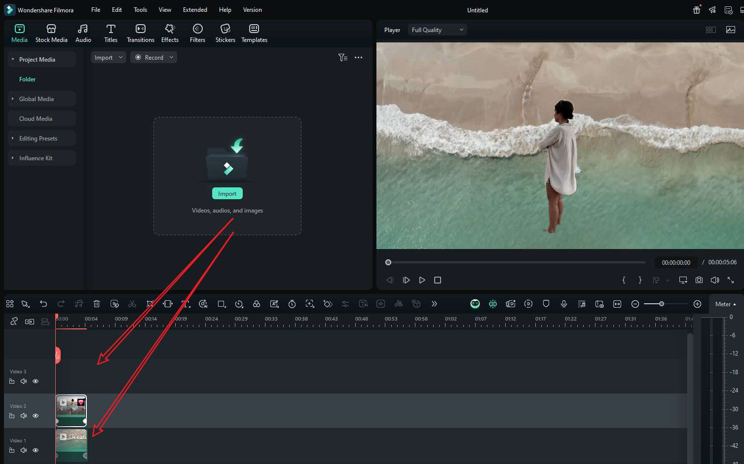 import and overlay videos in filmora