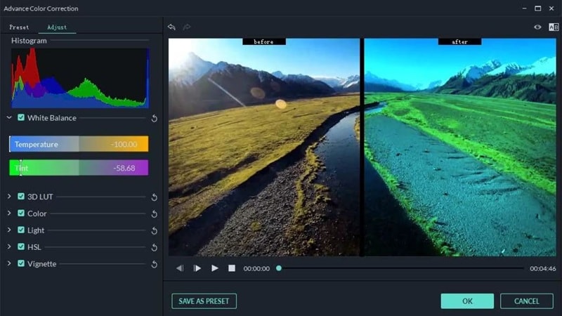 using gamma curve for color correction