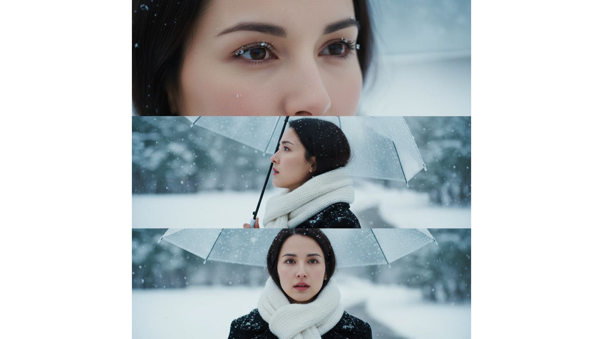 three panel winter portrait