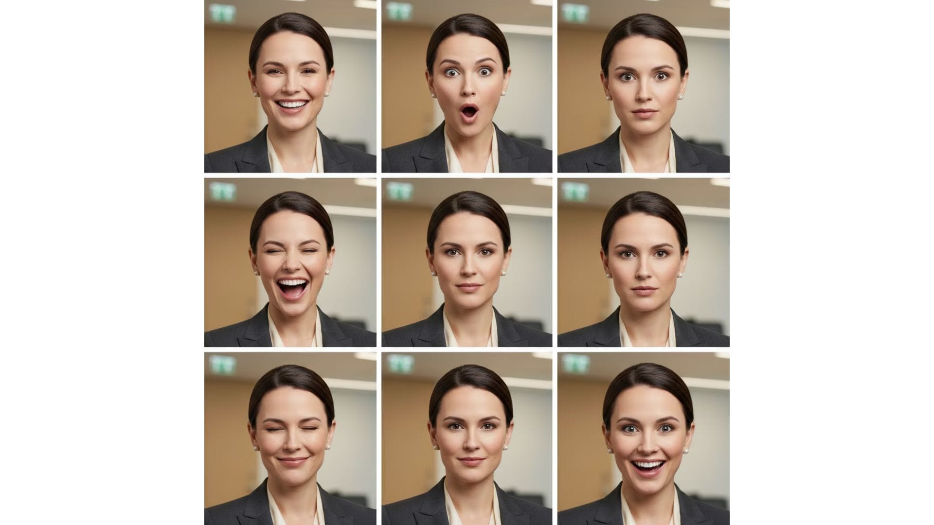 9 facial expression in one photo