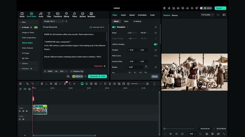 convert grok text with filmora ai text to video